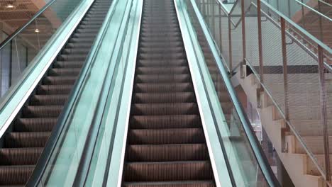 An-escalator-going-up-on-the-second-floor-in-Stockholm-Sweden