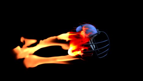 Football-Helm-auf-Feuer,-loop