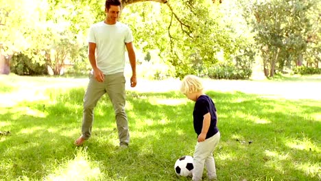 Father-and-Son-playing-soccer