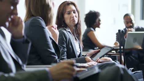 Caucasian-businesswoman-on-business-travel-meeting-in-airport