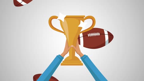 US-amerikanischer-American-Football-Trophäe-HD-animation