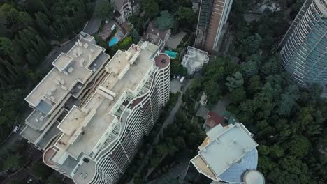 aerial-overhead-top-view-from-above-modern-living-skyscraper-buildings-in-the-eco-settlement