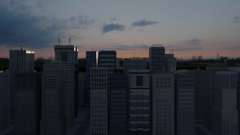 Aerial-3D-City-Animation-Over-Skyscrapers---Night-Time