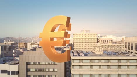 Euro-Currency-Sign-In-The-City---Flight-Animation-Over-The-Road