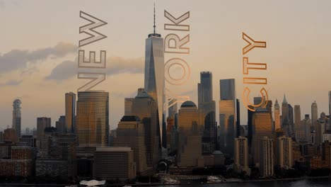 Ciudad-de-Nueva-York-texto-gráfico-de-movimiento-conectado-a-edificios-4K