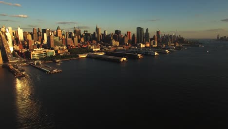 NYC-Aerial-Fly-Backwards-Shot-Of-Pier-&-Skyline