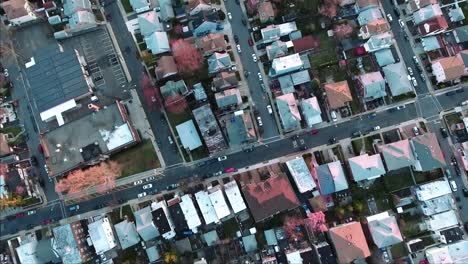 Cliffside-Park-NJ-Overhead-Flying-Over-Homes-At-Sunset