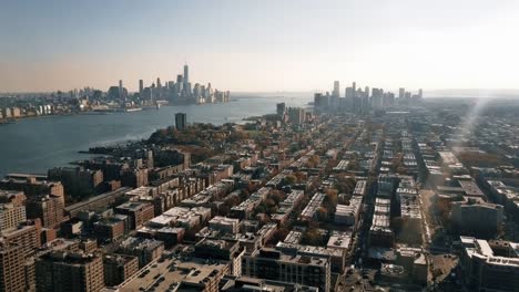 Unique-Aerial-Dual-View-of-Downtown-Manhattan-and-Downtown-Jersey-City-4K