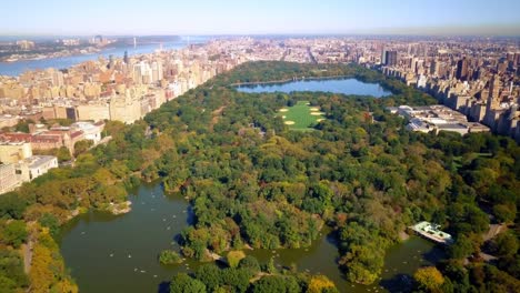 Aerial-view-Central-Park-in-a-sunny-day-4K