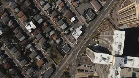 Cliffside-Park-NJ-Overhead-Descending-Shot-Of-Cross-Shape-High-Rise-&-Street