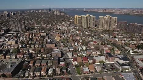 Cliffside-Park-NJ-Flying-Over-Homes-Towards-Apartment-Buildings