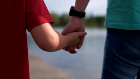 Crop-man-holding-son's-hand