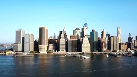 Aerial-view-of-the-New-York-downtown.-Drone-flying-near-the-Manhattan-district-in-the-capital-of-America