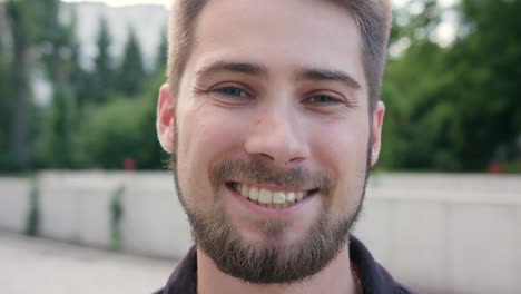 Close-up-of-a-Man-with-Beard-in-Town