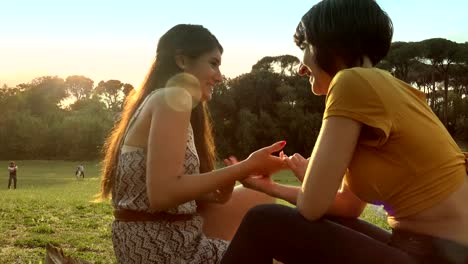 friendship,-women,-laughter--happy-friends-talking-and-smailing-at-the-park