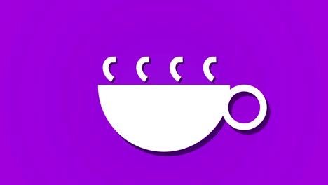 dampfend-heißes-Getränk-Kaffee-Tee-Animationsschleife,-Hintergrund-lila