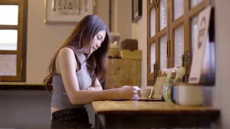 Asian-women-read-books-with-hot-coffee-in-cafes.