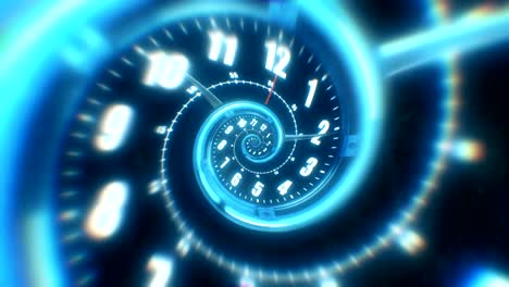 Rotating-spiral-of-a-luminous-clock-from-numbers.-Abstract-seamless-animation.