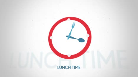 Almuerzo-de-tiempo-reloj-símbolo-de-animación-con-pantalla-plana