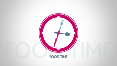 Reloj-de-tiempo-de-alimentos-símbolo-de-animación-con-pantalla-plana