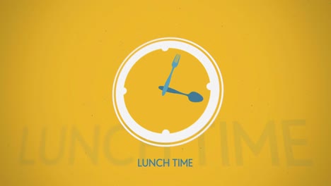 Almuerzo-de-tiempo-reloj-símbolo-de-animación-con-pantalla-plana