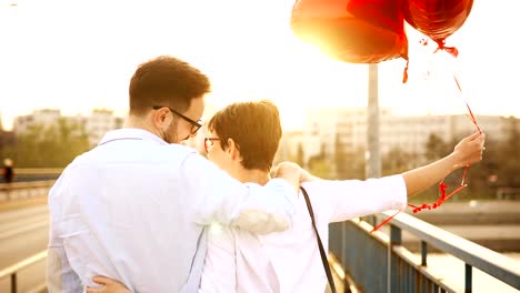 Couple-in-love-dating-and-smiling-outdoor