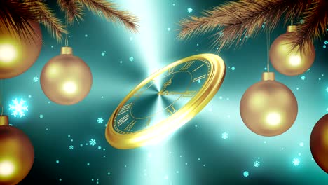 Golden-New-Year-Clock-Countdown-On-Cyan-Background.-4K.-3840x2160.