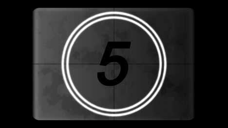 4K-Countdown-Leader-Graphic-5---0,-With-Film-Burn-&-Rolling-Effect,-Grayscale.-Film-tone-and-retro-style.-Motion-graphic-and-animation.-Old-style-film.