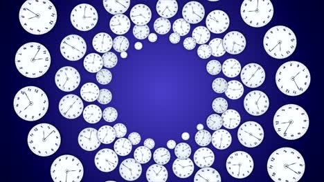 Falling-Clocks-Rings-Animation,-Time-Concept,-Rendering,-Background,-with-Alpha-Channel,-Loop