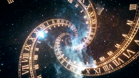 La-composición-del-espacio-de-tiempo,-el-vuelo-en-el-espacio-en-espiral-de-los-relojes-romanos