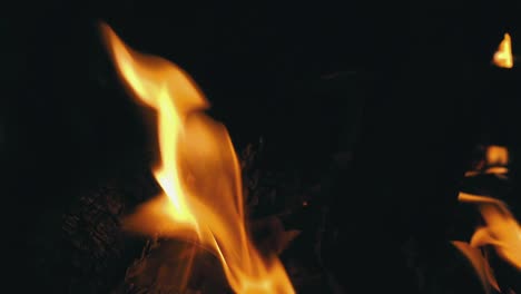 Closeup-of-Flames-Burning-on-Black-Background