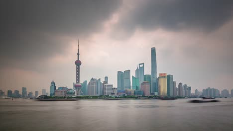 china-day-shanghai-famous-downtown-river-traffic-bay-panorama-4k-time-lapse