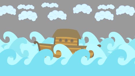 Noahs-Ark-Floating-In-The-Middle-Of-The-Sea-With-Cloudy-Sky