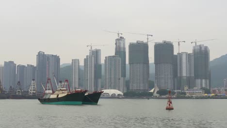 china-macau-city-bay-construction-ship-traffic-panorama-4k