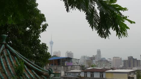 china-macau-city-rooftop-living-block-tower-day-time-panorama-4k