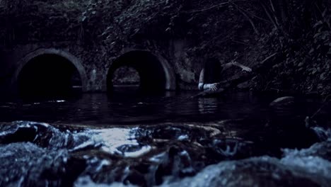 4K-Horror-Frau-versteckt-Angst-im-Fluss