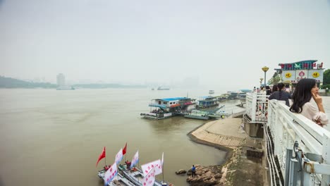 day-time-wuhan-yangtze-river-ferry-terminal-bay-panorama-4k-time-lapse-china