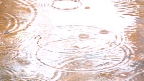 Slow-motion-raining-water-dropping-on-ground-to-flood-city.