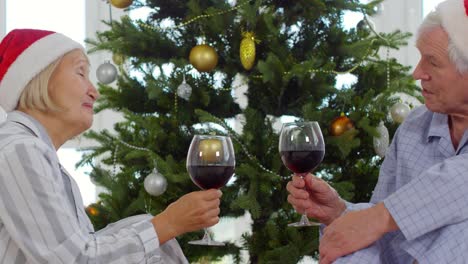 Pareja-de-jubilados-bebiendo-vino-en-Navidad