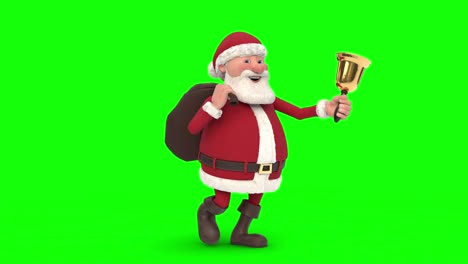 Papá-Noel-caminando-sobre-fondo-verde.-Bucle-de-animación-en-3d