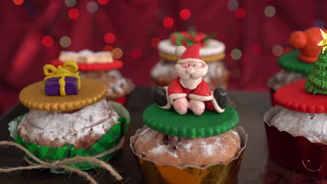 Showcase-pastry-shop-with-a-christmas-cupcakes