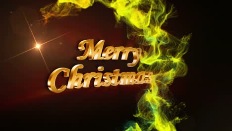 Merry-Christmas,-Gold-Text-in-Particles-Ring,-4k