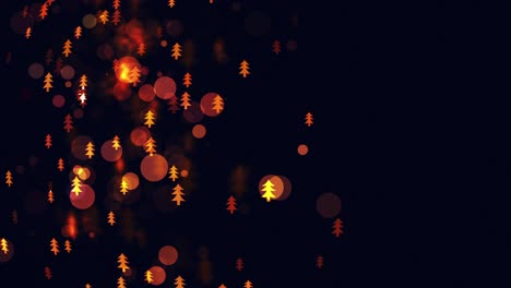 Slow-motion-of-the-blurred-and-glowing-small-christmas-trees