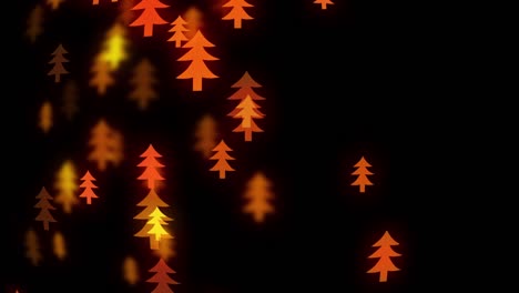 Slow-motion-of-the-blurred-and-glowing-small-christmas-trees