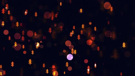 Slow-motion-of-the-blurred-and-glowing-small-christmas-trees