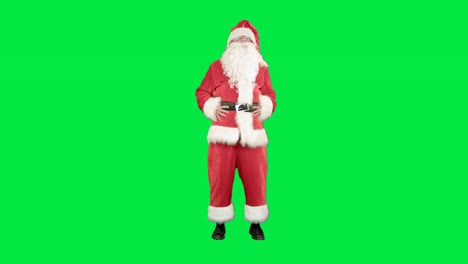 Glückliches-Weihnachten-Weihnachtsmann,-Spaß-haben-und-tanzen-auf-einem-Green-Screen-Chrom-Schlüssel