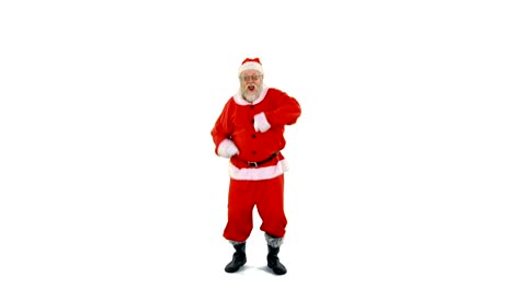 Santa-claus-dancing-against-white-background