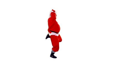 Santa-claus-dancing-against-white-background