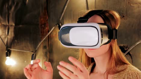 Young-woman-using-Virtual-Reality-Glasses