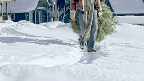 Familie-mit-Wild-Christmas-Tree-Home